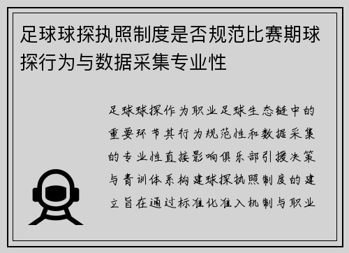 足球球探执照制度是否规范比赛期球探行为与数据采集专业性
